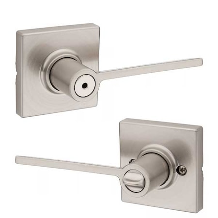 Kwikset Kwikset: Ladera Privacy Door Leverset / Squre Rose / Satin Nickel KWS-300LRL-SQT-15-6AL-RCS